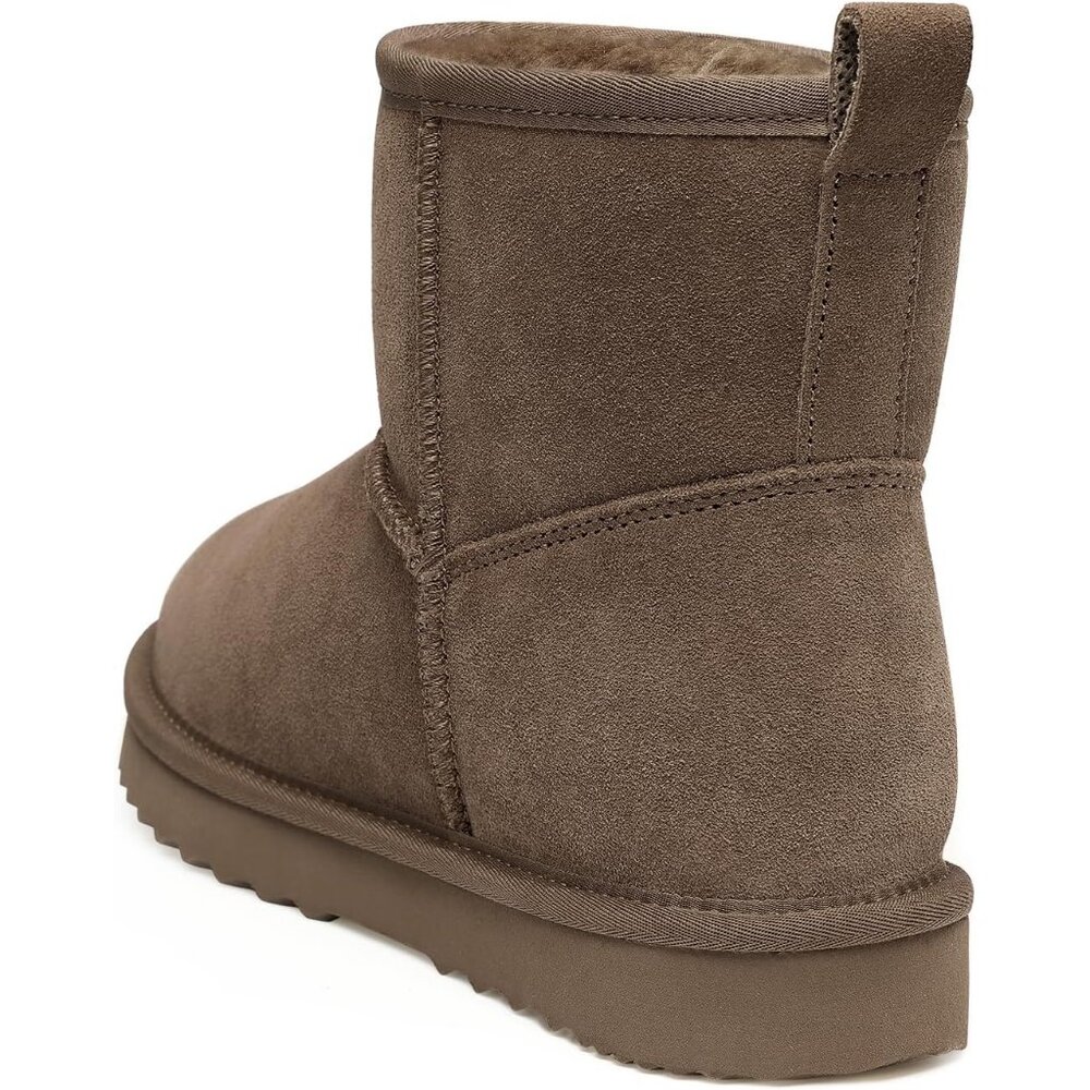Women Genuine Suede Boots Warm Fuzzy Boots Snow Boots with Fur Lined Mocha - Picture 3 of 6